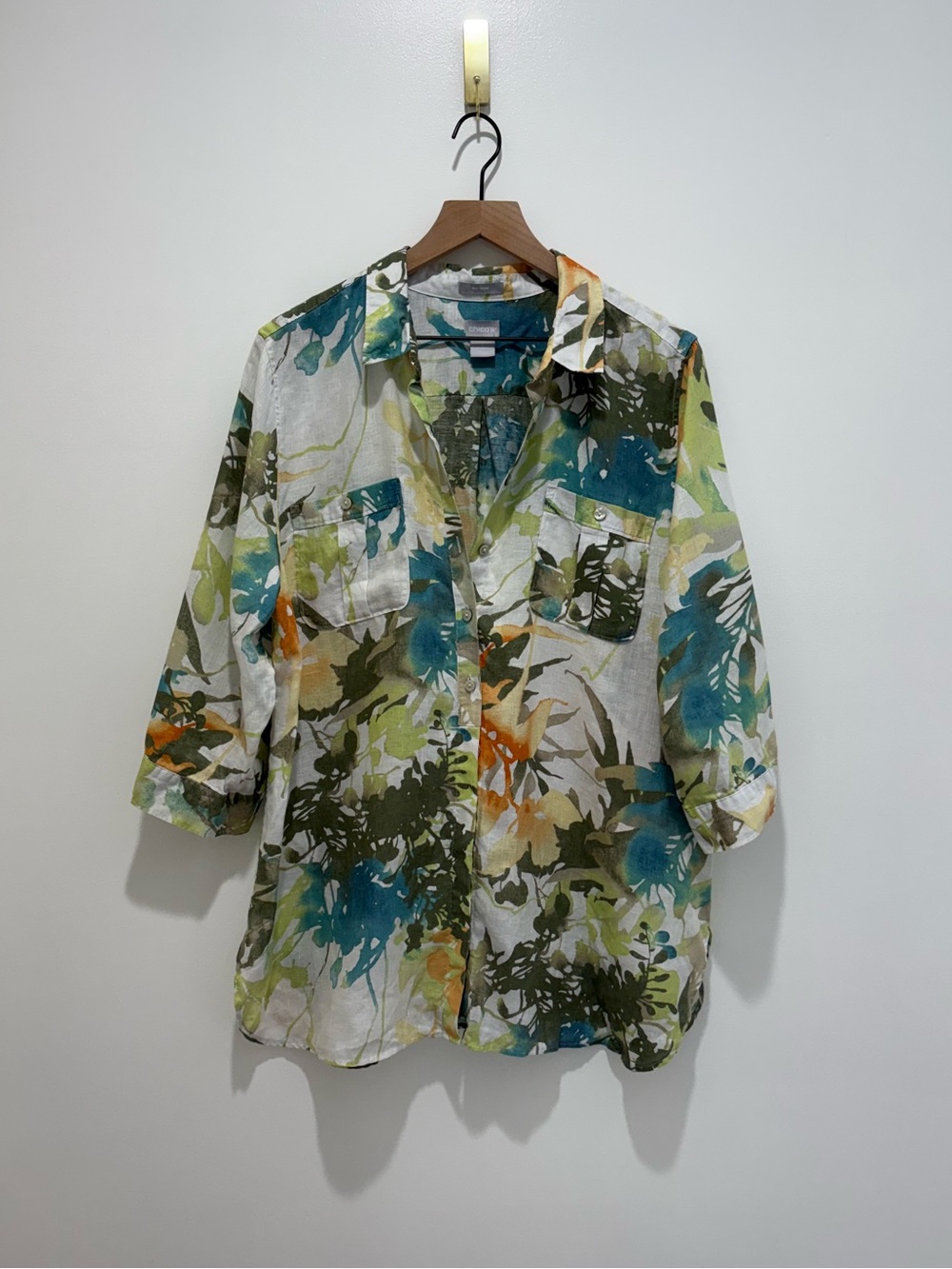 Chicos No Iron 100%Linen Top